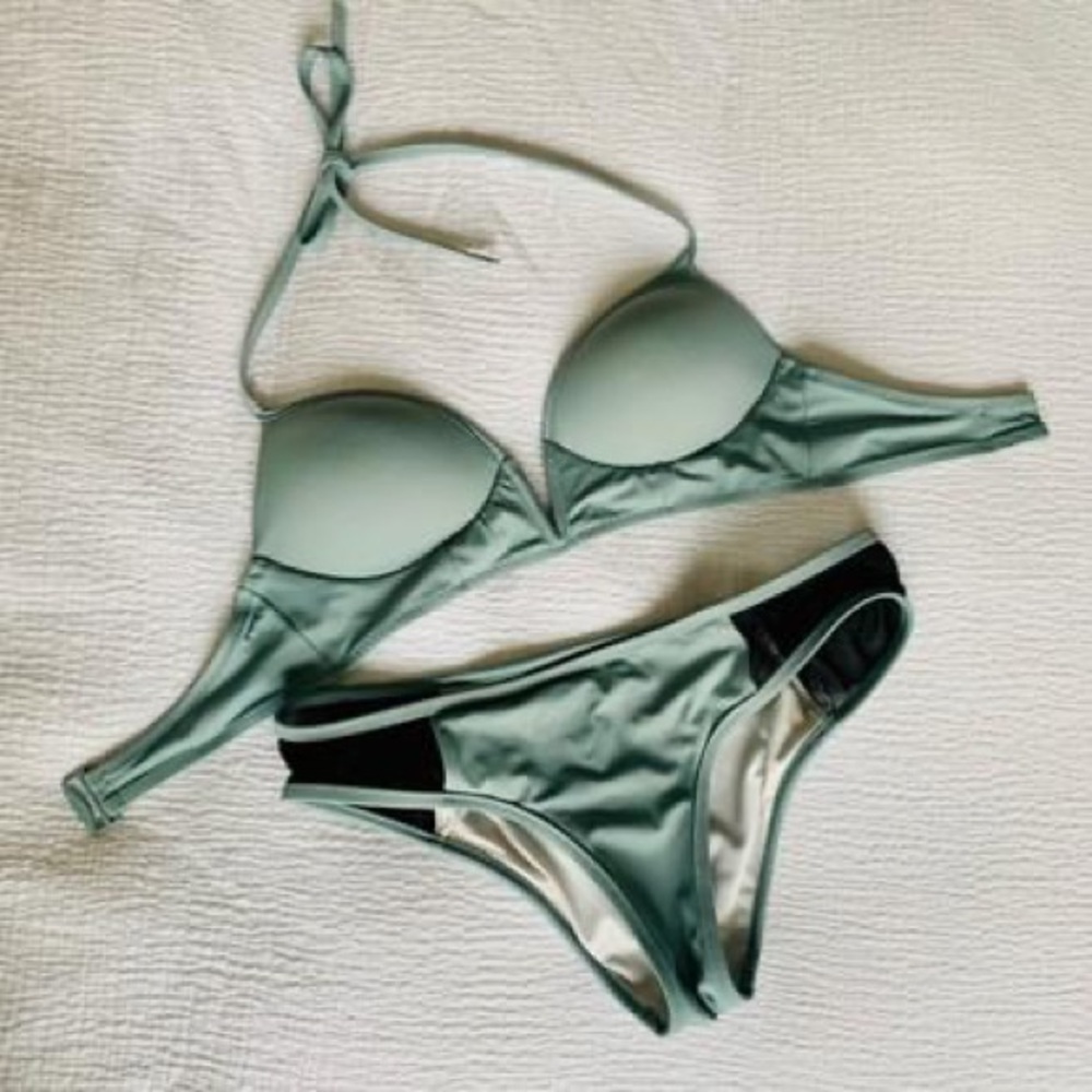 Victoria’s Secret PINK | Women’s Size M Sage Green Bikini Swimsuit Top & Bottom